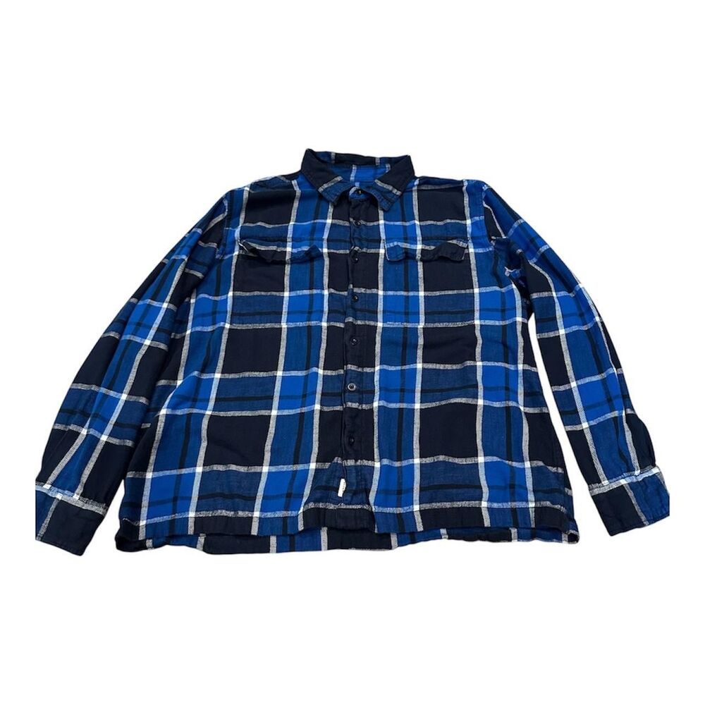 American Eagle Black,‎ Blue, and White Plaid long sleeve button up shirt.  XXL.